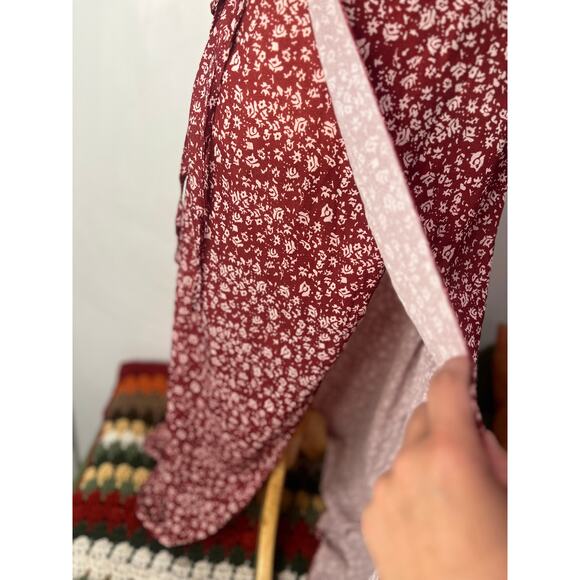 Womens Romantic Wrap Floral Cami Dress Red Spring Vacation Summer Small/Medium - Picture 9 of 9